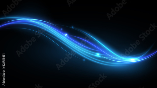 Light blue and violet neon glowing wind stream