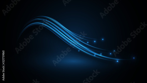 Neon glowing curves strewn with sparks