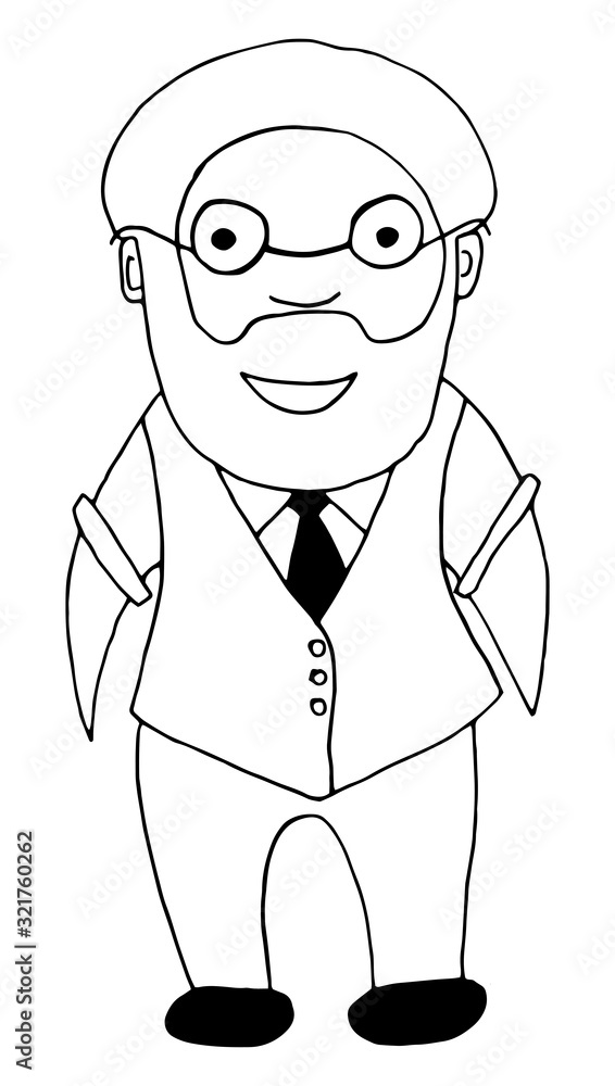 Young smiling man in glasses. Man character with beard. Young smiling man in glasses. Man character with beard.
