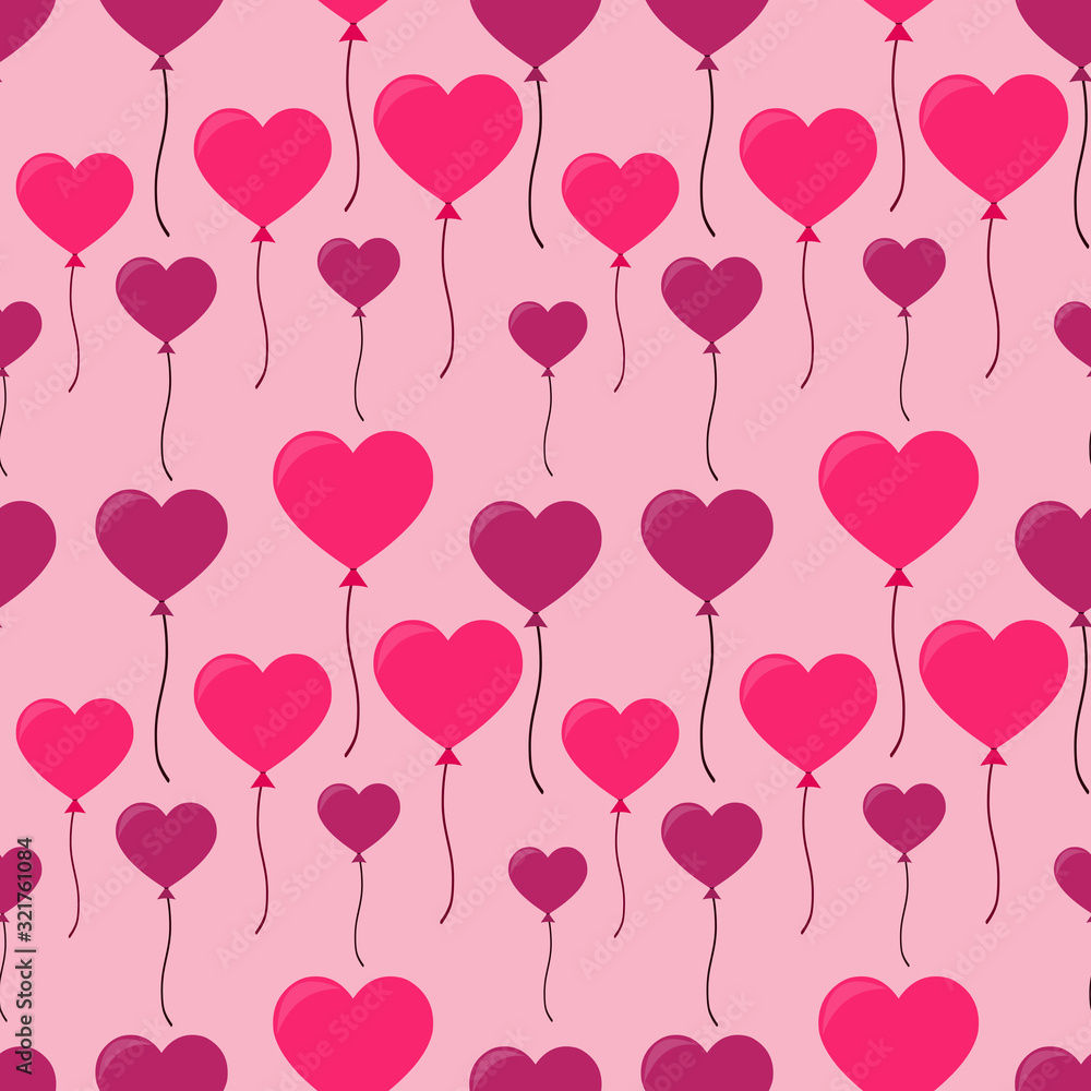 heart shaped balloon seamless pattern vector illustration background