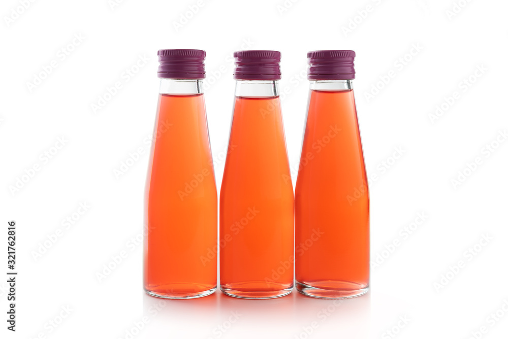Collagen drinks in glass bottles isolated on white background Collagen drinks in glass bottles isolated on white background