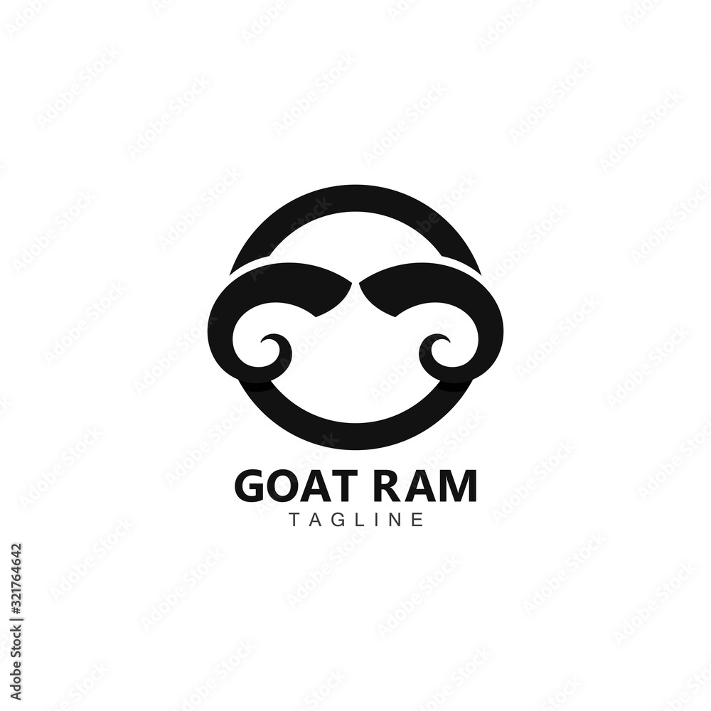 sign of goat ram animals logo vector icon illustration