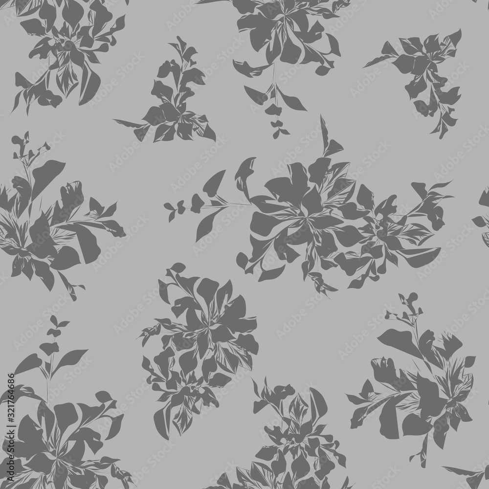 Beautiful dark grey leaves seamless repeating pattern Beautiful dark grey leaves seamless repeating pattern