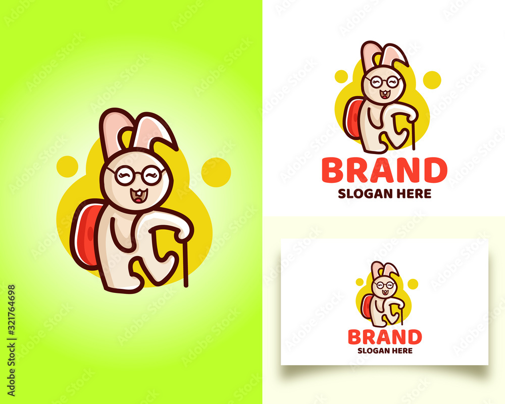 Rabbit traveler vector logo design Rabbit traveler vector logo design