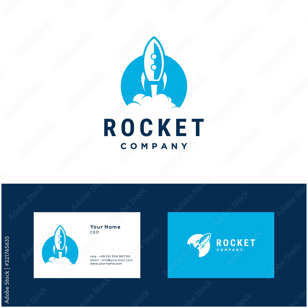 rocket launch illustration logo design template