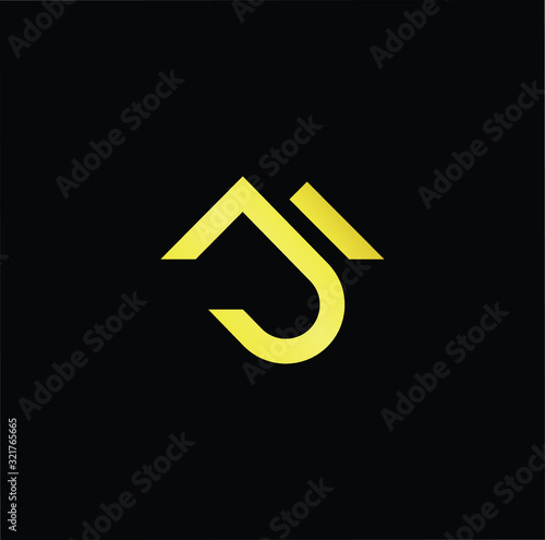 Outstanding professional elegant trendy awesome artistic black and gold color MJ JM initial based Alphabet icon logo.