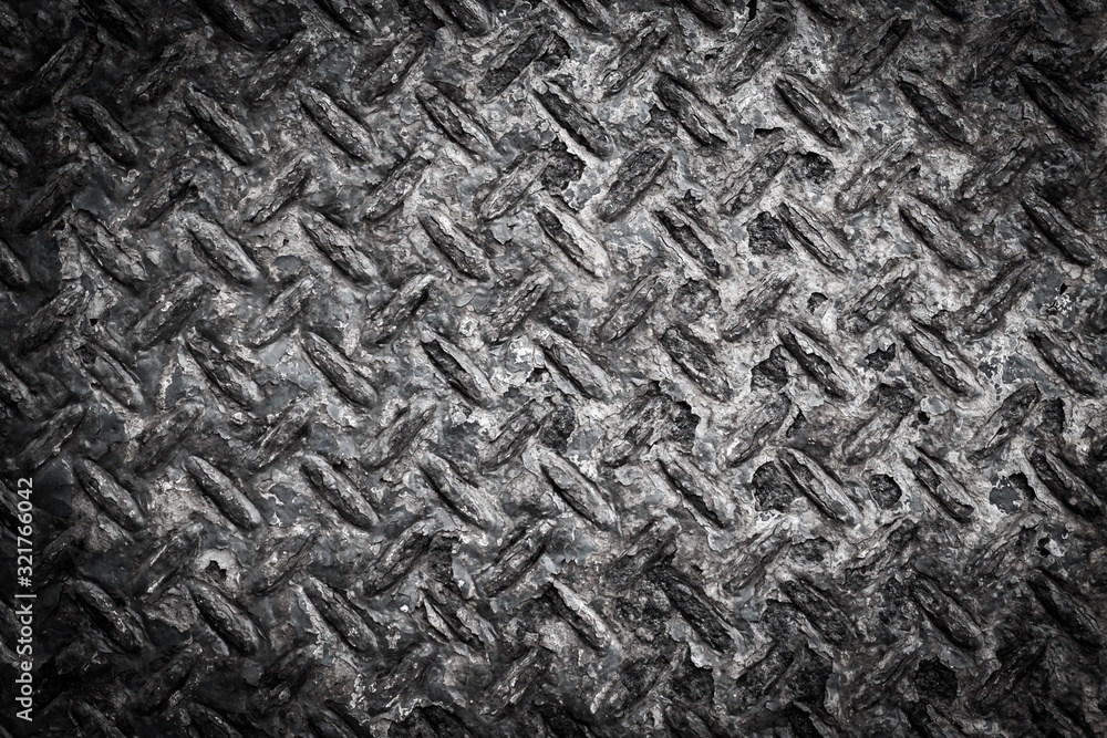 Old stainless steel floor plate. Old stainless steel floor plate.