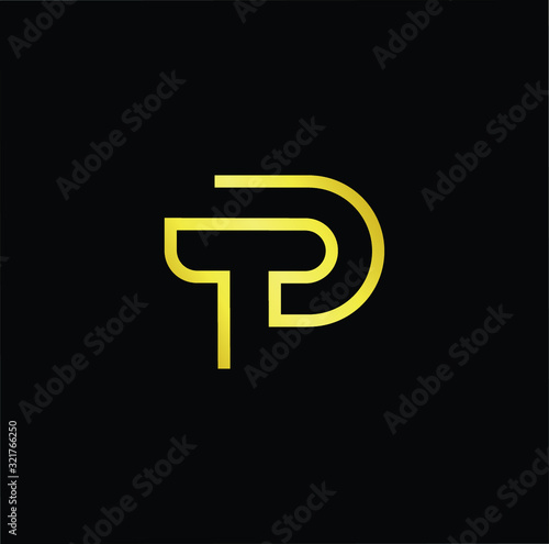 Outstanding professional elegant trendy awesome artistic black and gold color PT TP initial based Alphabet icon logo.