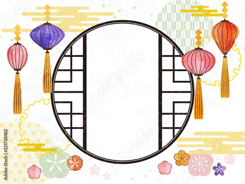 lanthanum　frame with Japanese traditional patterns