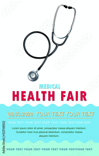 Medical Health fair poster with Stethoscope.
