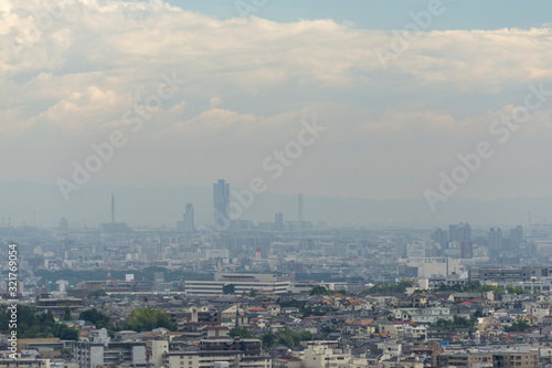 Distant view of Osaka city from mount Minoh