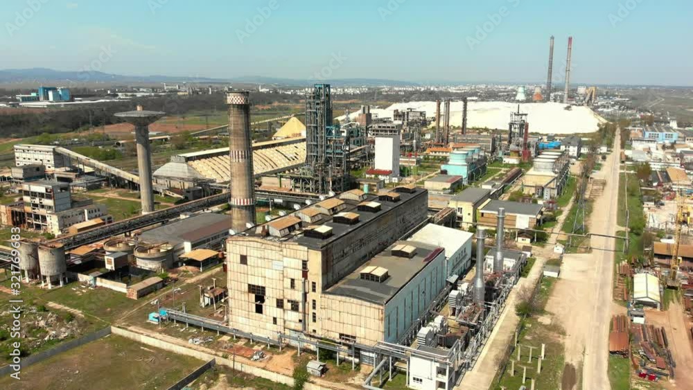 Abandoned industrial factory facility aerial view Abandoned industrial factory facility aerial view