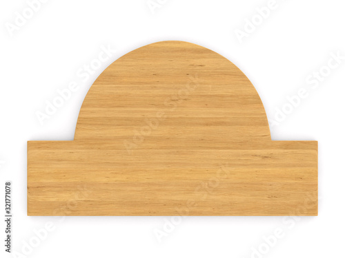 wooden banner on white back...
