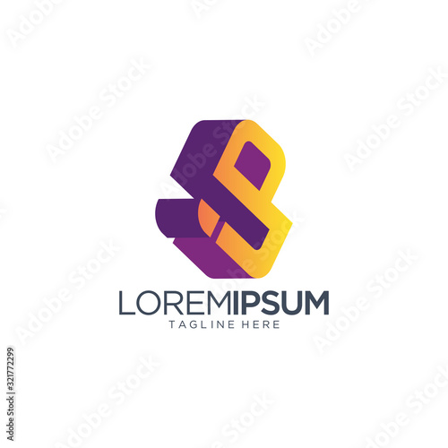 Letter IP With 3D Effect Logo Design Vector Template