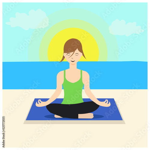 Girl in yoga mood vector illustration © ZiroGraphix