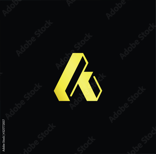 Outstanding professional elegant trendy awesome artistic black and gold color A AA initial based Alphabet icon logo.