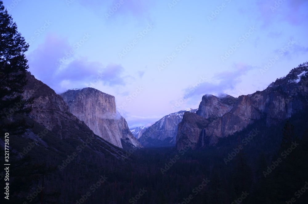 Dusk view of a valley