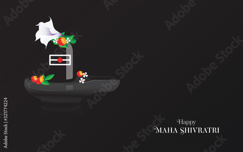 Happy Maha Shivratri Festival Greeting with Dark Background 