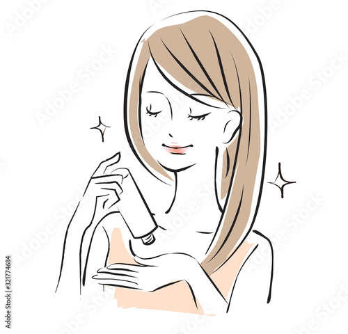 女性　美容　健康　スキンケア　ベクターイラスト　