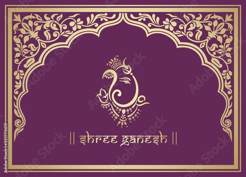 Ganesha, wedding card, royal Rajasthan, India	