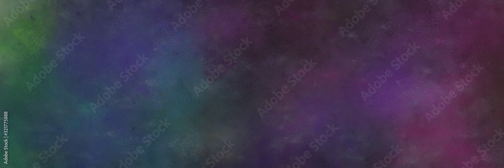 colorful distressed painting background texture with dark slate gray, very dark violet and old mauve colors and space for text or image. can be used as header or banner