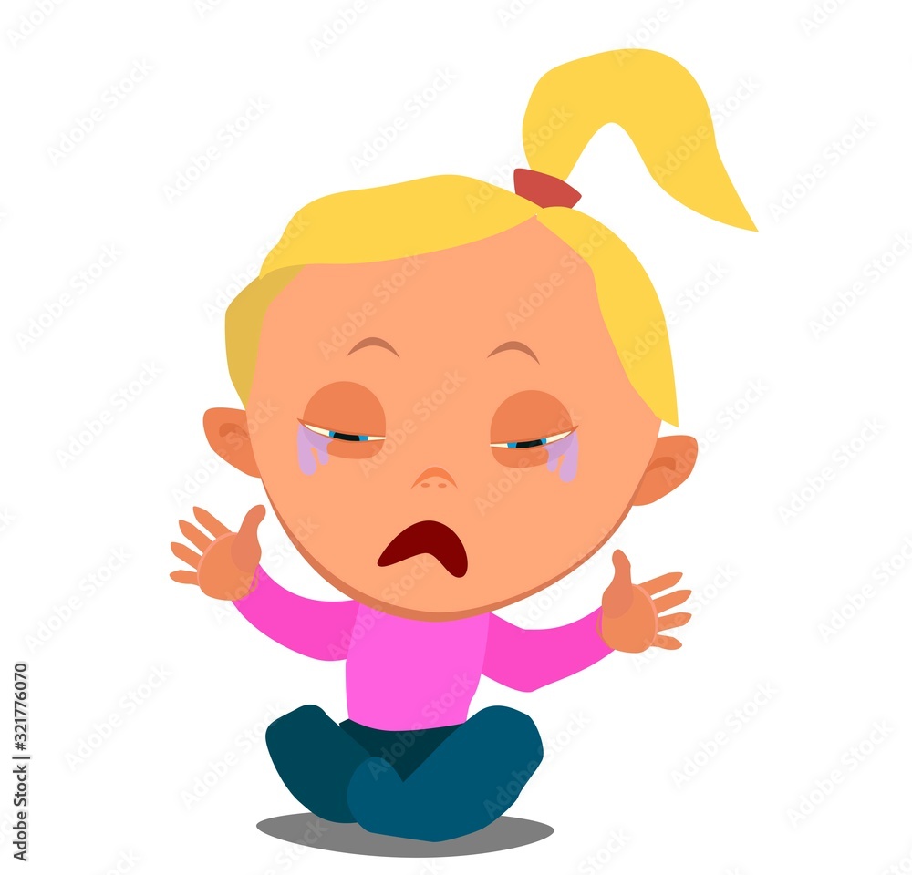 Crying baby Crying baby. A little girl is crying. Vector illustration in cartoon style.