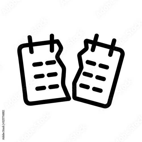 calendar break the vector icon. Thin line sign. Isolated contour symbol illustration