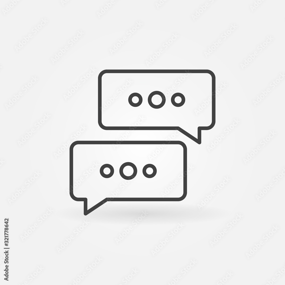 Two Speech Bubbles vector outline concept icon or design element Two Speech Bubbles vector outline concept icon or design element