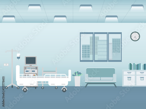 Hospital interior in inpatient room