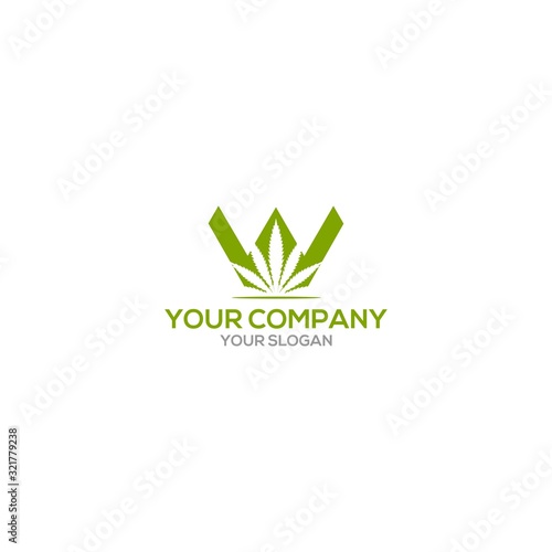 W Cannabis Logo Design Vector