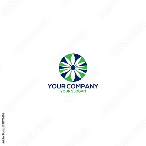 Circle Cannabis Logo Design Vector