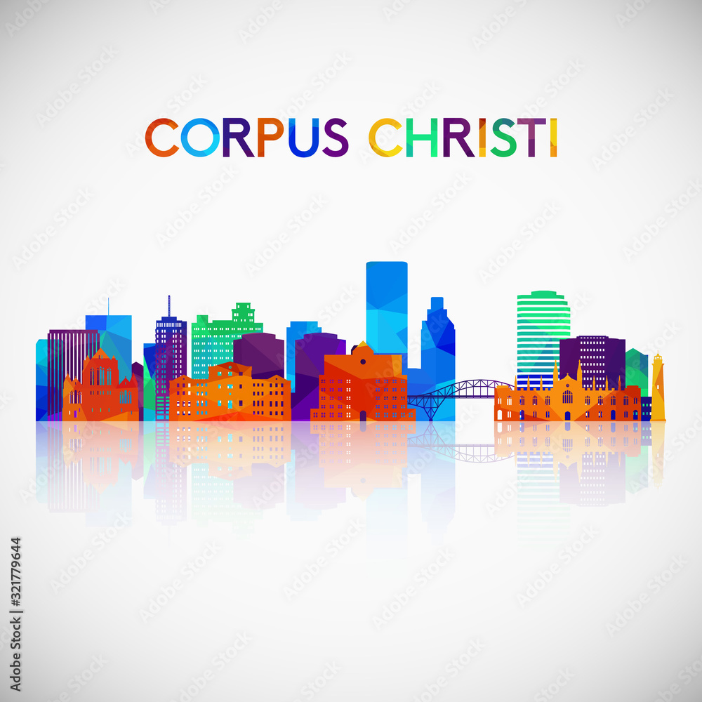 Corpus Christi skyline silhouette in colorful geometric style. Symbol for your design. Vector illustration.