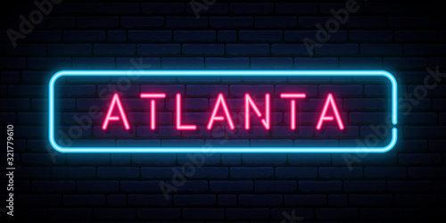 Atlanta neon sign. Bright light signboard. Vector banner.