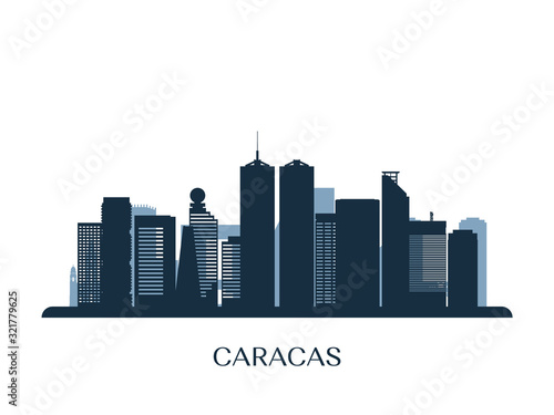 Caracas skyline  monochrome silhouette. Vector illustration.