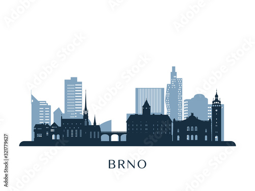 Brno skyline, monochrome silhouette. Vector illustration.