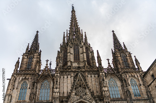 Facade of Cathedral in Barcelona Spain © Stewie Strout