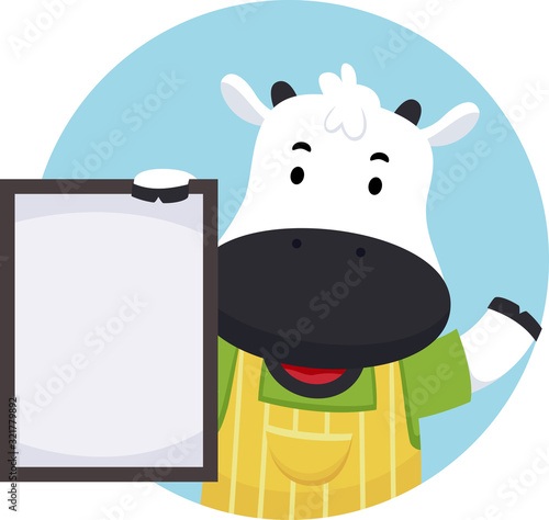 Cow Shop Owner Board Illust...