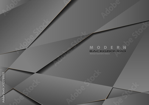 Abstract Gray Metallic Futuristic Geometric Background - Modern Template Illu...