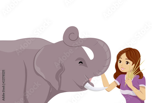 Teen Girl Elephant Illustra...