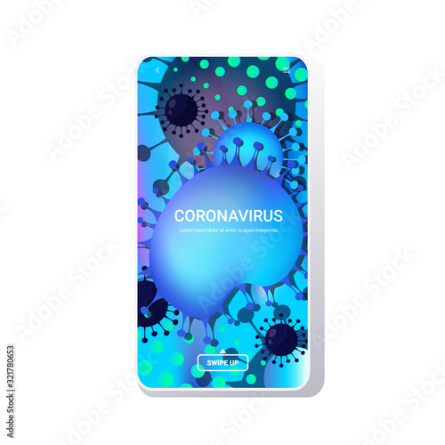 Coronavirus cell danger public health risk disease epidemic MERS-CoV flu spreading floating influenza virus cells quarantine wuhan nCoV bacteria mobile app copy space vector illustration