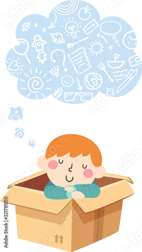 Kid Boy Thinking Cloud Imag...