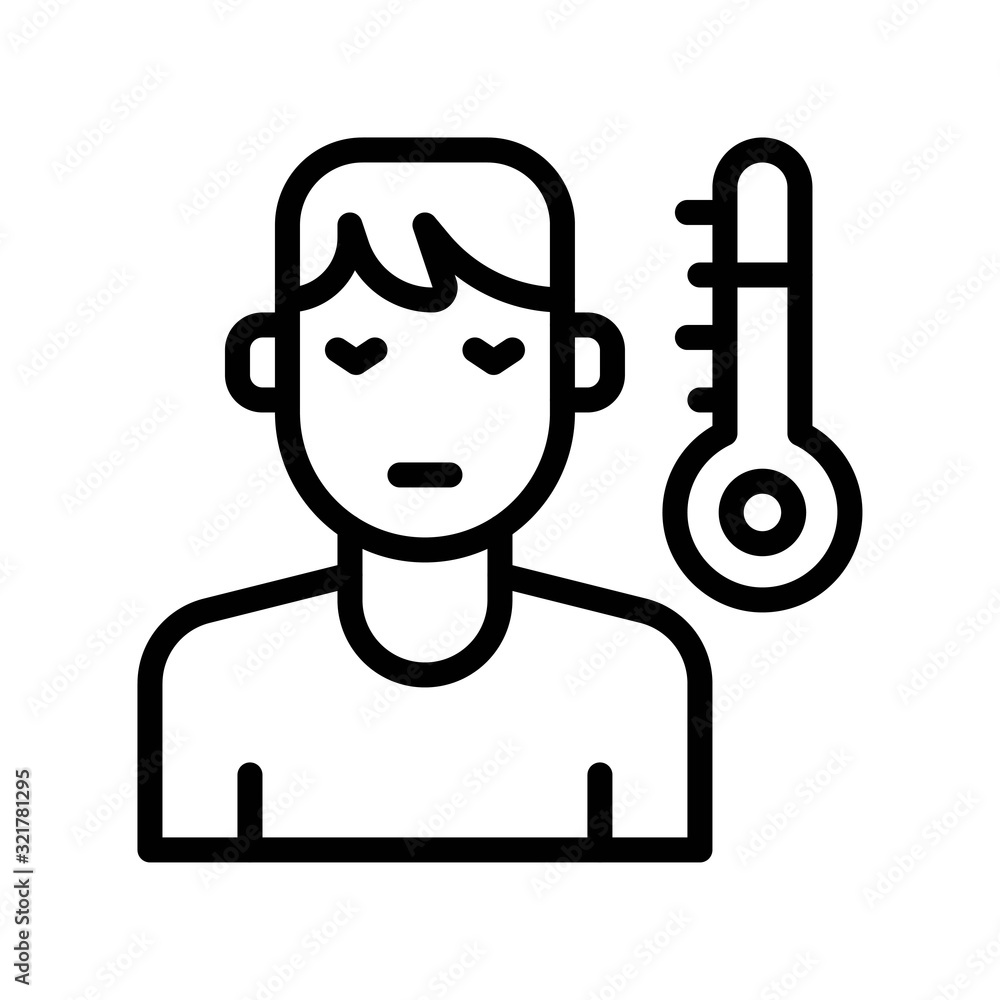 corona virus related patient with temperature vector in lineal style,