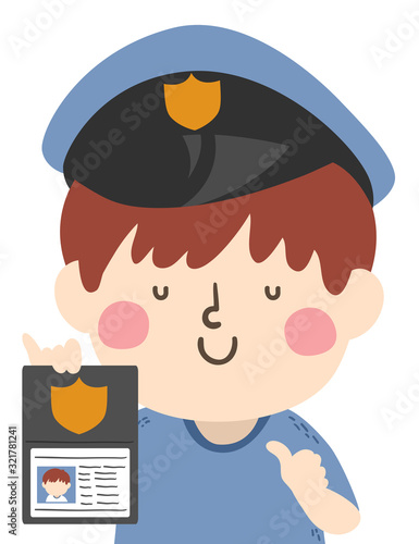 Kid Boy Police Fake Illustr...