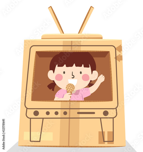 Kid Girl Box Illustration