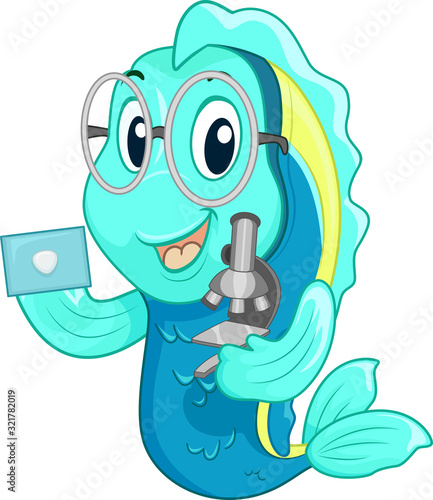 Fish Mascot Scientist Micro...