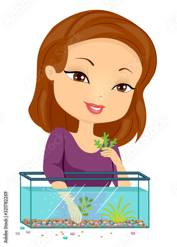 Girl Aquarium Designing Ill...