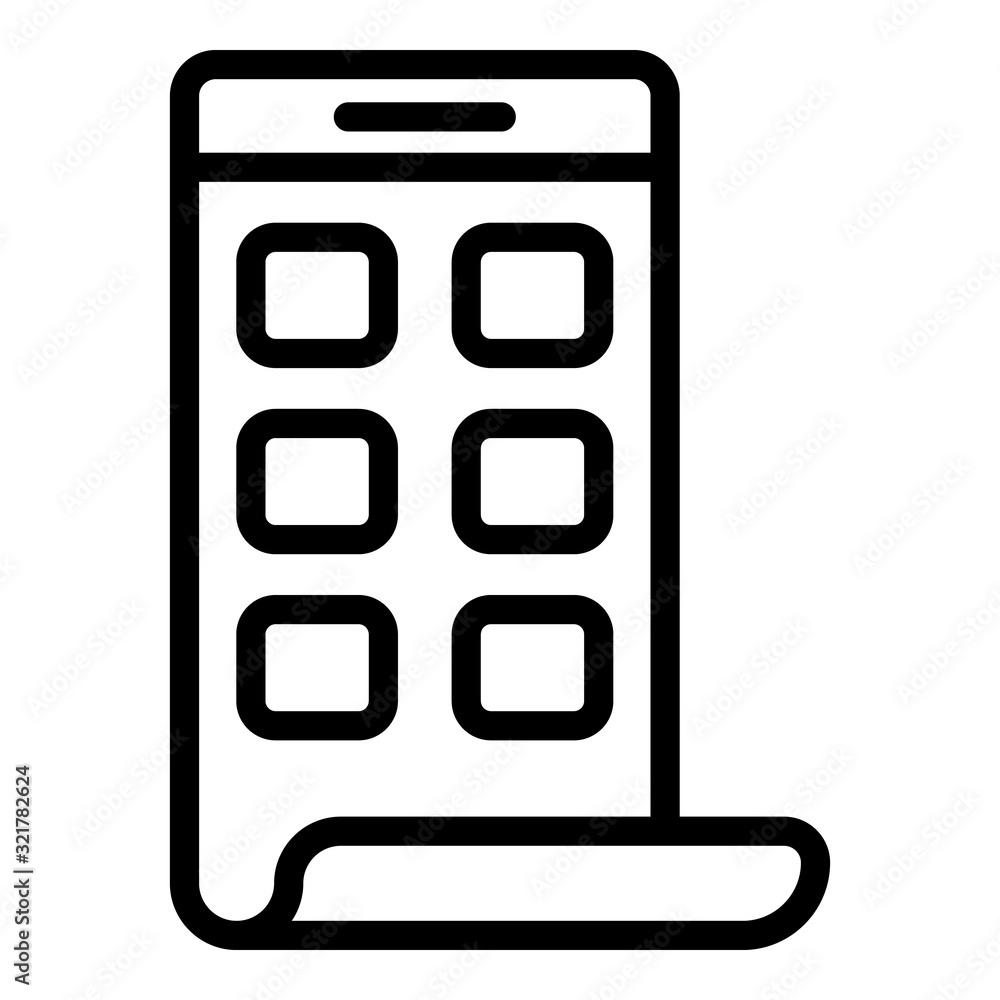 Curve screen phone icon. Outline curve screen phone vector icon for web design isolated on white background Curve screen phone icon. Outline curve screen phone vector icon for web design isolated on white background