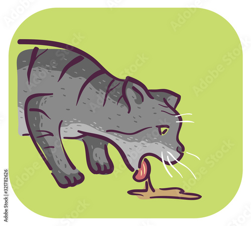 Cat Symptom Vomit Illustration