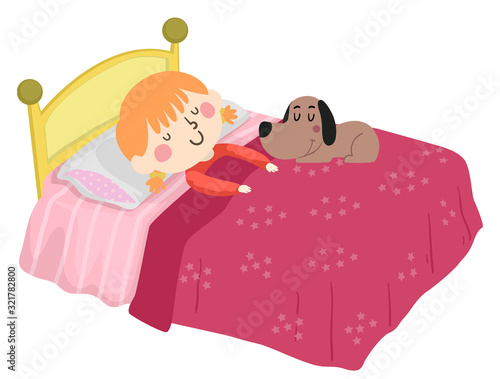 Kid Girl Pet Dog Love Sleep...