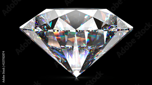 Foto Sparkling light round brilliant cut diamond with shadow